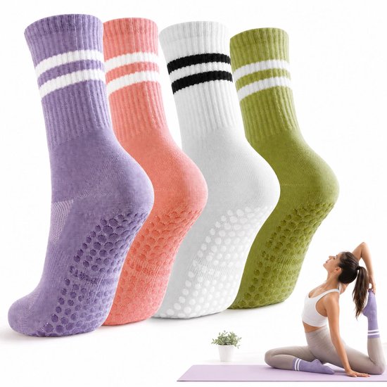 4 Paar Antislip Sportsokken Unisex - Yoga, Fitness, Pilates