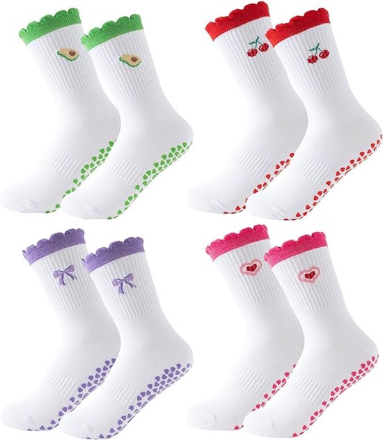 4 paar antislip yogasokken voor dames, Pilates shaping sokken, antislip sokken voor dames, yogasokken, geschikt voor thuiswork-outs, dans en ballet. van Merkloos