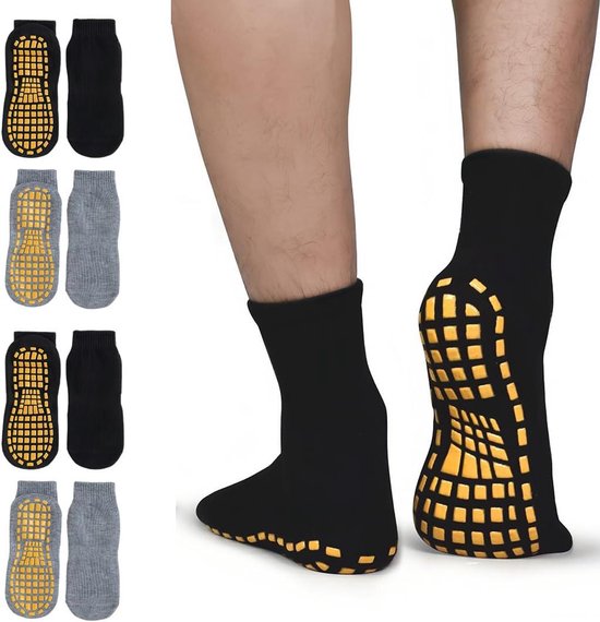 4 paar antislipsokken voor dames en heren - yoga pilates fitness sokken - antislip sokken voor blote voeten met grip - set van 4 sokken van ToeSox