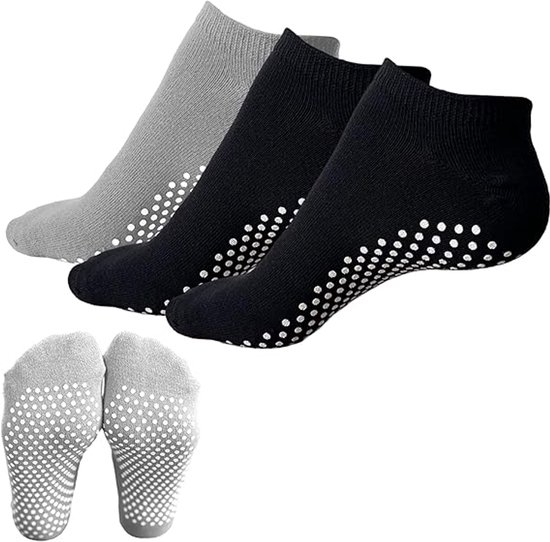 4 paar pilates- en yogasokken — Unisex antislipsokken — Geschikt voor vechtsporten, ballet en fitness — Eén maat past iedereen, 2 zwarte, 2 grijze van Merkloos