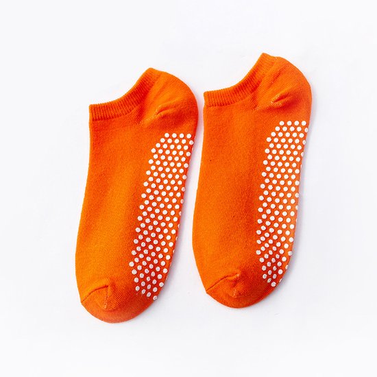 4 paar pilates- en yogasokken — Unisex antislipsokken — Geschikt voor vechtsporten, ballet en fitness — Eén maat past iedereen, Oranje van Merkloos