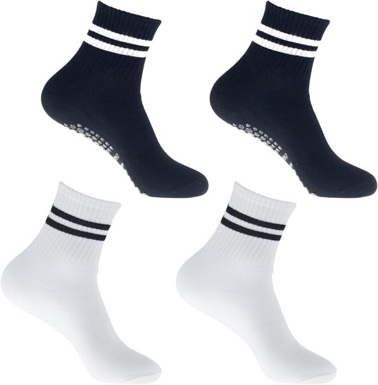 4 paar sokken voor dames maat 35-38 met antislip grip voor pilates en yoga, meerkleurig, maat L van Merkloos