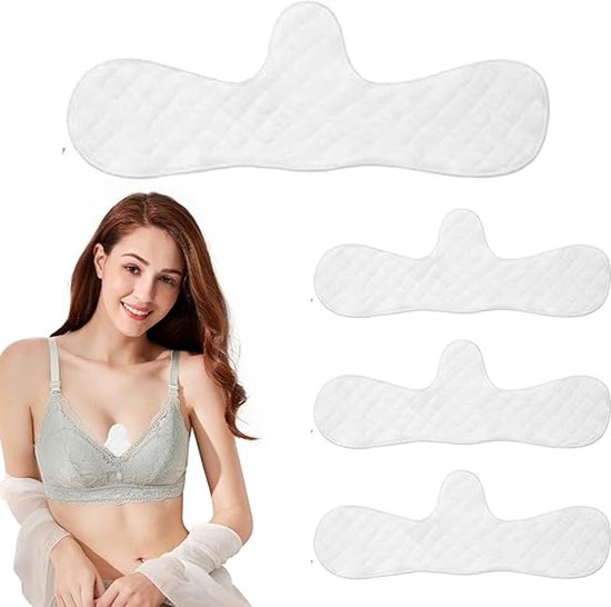 4 stuks - Zweetabsorberende pads - Ondergoedpads - Voor het absorberen van zweet onder de buste - Herbruikbaar - Katoen - Wasbaar - Eén maat - Wit van Pikloz.