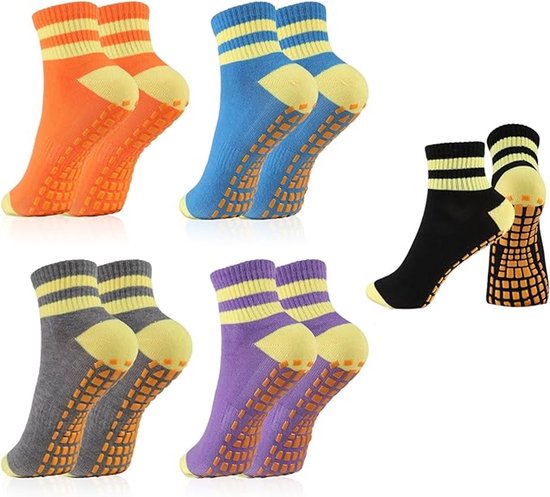 5 paar antislip sokken voor dames - antislip yogasokken - pilatessokken - sportsokken voor thuis, in het ziekenhuis en in revalidatiecentra. van Merkloos