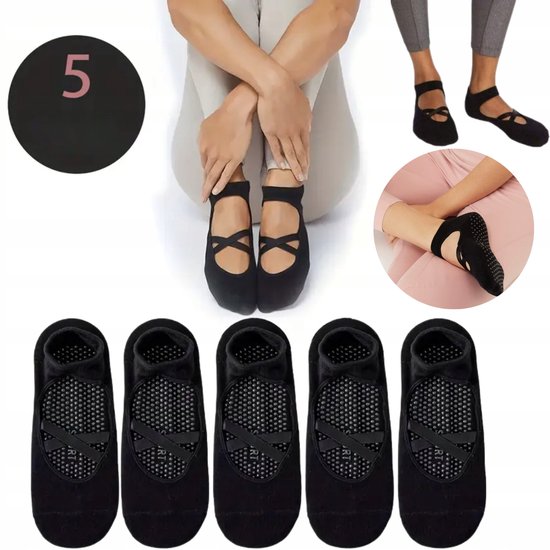 5 Paar Antislip Sokken voor Yoga, Pilates & Dans - Comfort & Grip