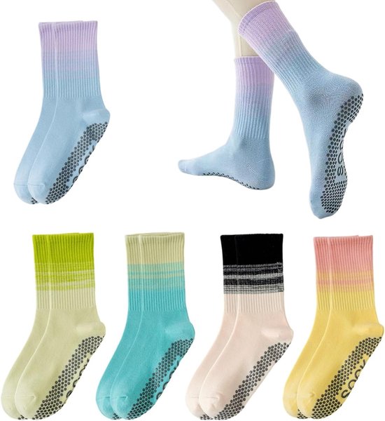 5 Paar Antislip Yoga Sokken voor Dames, Elastische en Comfortabele Sport Sokken voor Yoga en Fitness