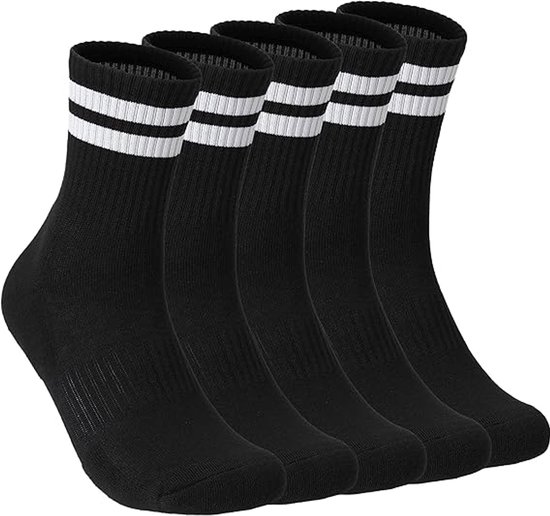 5 paar sokken - antislipsokken - vloersokken - puur katoenen sokken - antislipkousen - yogaoefeningsokken - one size fits all - geschikt voor yoga, ballet, dans, gym op blote voeten - zwart van Merkloos