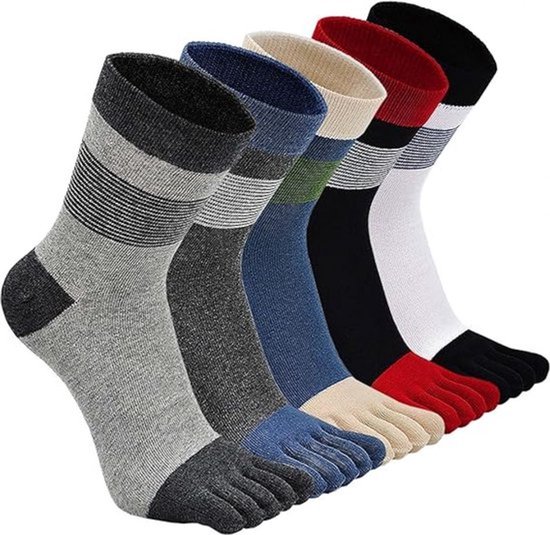 5 Paar Teen Sokken-Teensokken - Yoga Sokken - Toe Socks - Gladde Teennaad - Ademend - Absorbeert Zweet En Ontgeurt
