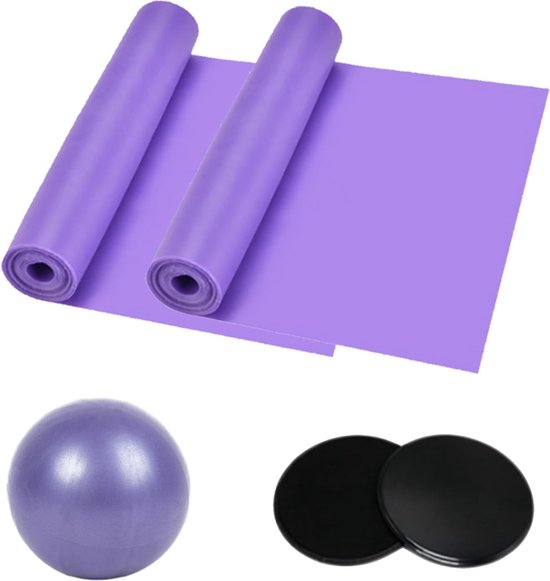 5 stuks zachte gymnastiekbalset, 25 cm, mini-pilatesbal met spanningsband, glijmatten, gymnastiekbal voor pilates, yoga, kerntraining, fysiotherapie, balans, stabiliteit, rek van Tunturi