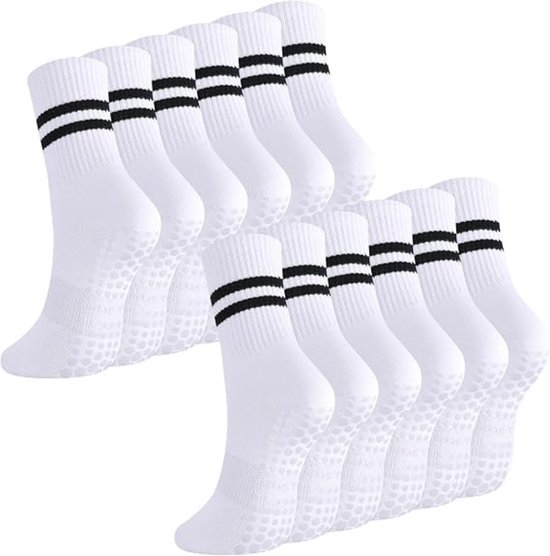 6 paar antislip yoga sokken voor dames - antislip pilates sokken - antislip mid-tube sokken voor dames - ademende katoenen sokken - geschikt voor ballet, dans, oefeningen, fitness, hardlopen van Merkloos
