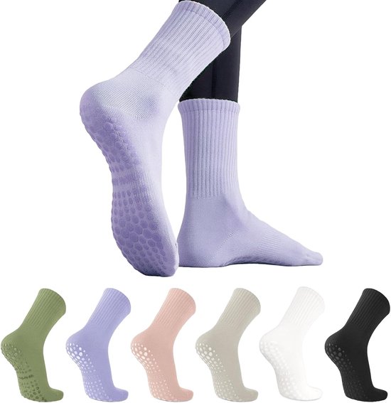 6 Paar Dames Antislip Sokken - Pilates, Yoga, Dans & Fitness