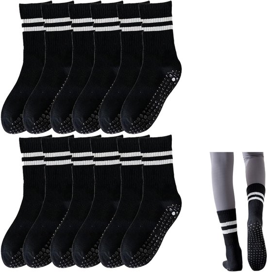 6 Paar Pilates Yoga Sokken Dames – Antislip Sokken met Siliconen Noppen voor Yoga, Ballet, Fitness en Meer – Maat 33-40