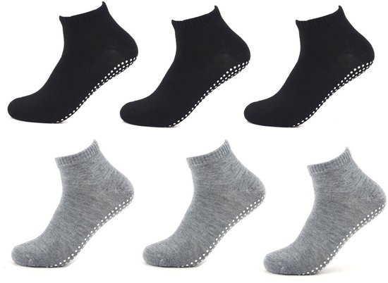 6 Paar - Yoga Enkelsokken - Gripsokken Voetbal - Antislip Sokken - Yoga & Pilates Sokken - Padel sokken - Alledaagse casual sokken - Wandelsokken - Sportsokken - Fietssokken Wielrensokken Fiets tennissokken & Voetbal - Katoen - EU 39–44