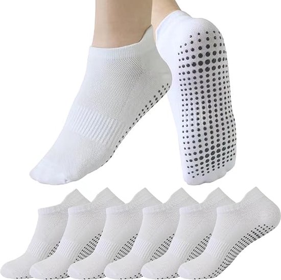 6 paar yogasokken met grip voor dames, antislip pilates grip sokken, ziekenhuissokken, ballet barre sokken voor dans van Ozaiic