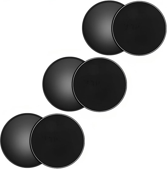 6 stuks glijdende fitness discs voor sportschool en thuis - Yoga pilates oefeningen - Geschikt voor tapijt, tegels, laminaat en houten vloeren - Zwart - All-in-One Fitness Set