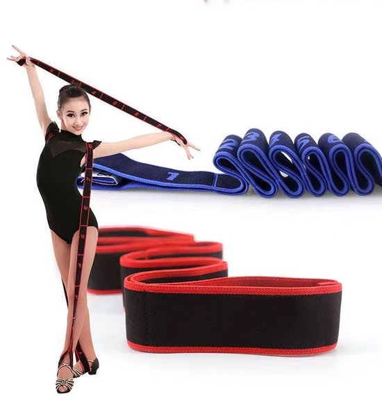 8-delige genummerde riem, yoga-stretchriem, hoge elasticiteit, yoga-hulpstretchriem, dansriem, weerstandsband, 2 banden