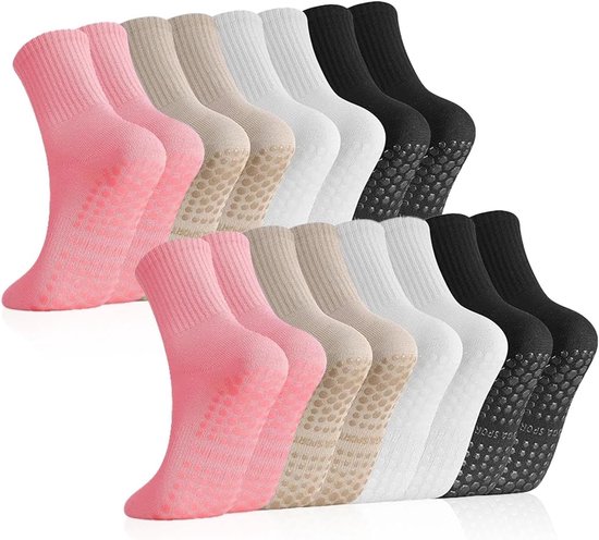 8 Paar Antislip Sokken Dames - Yoga, Pilates, Fitness - Maat 35-40