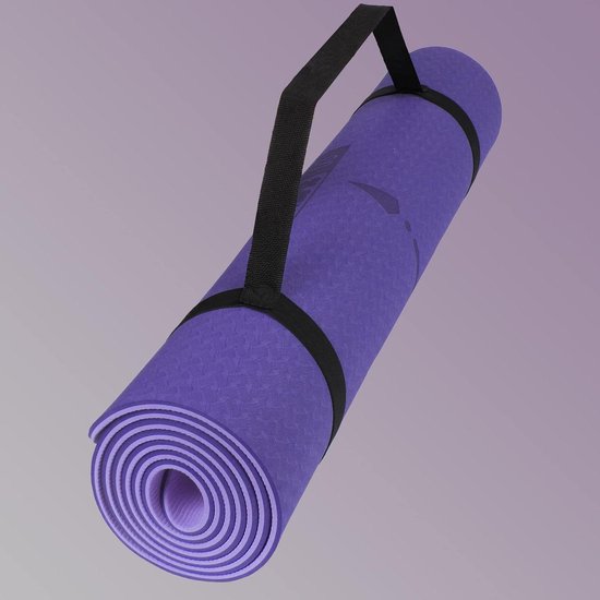 89838, Yoga and Gymnastics Mat, with Positioneer Lines, Natural Rubber, Thickness, Anti-Slip Yoga Mat, Pilates and Sports Mat, Double Layer 83 x 68 x 0.5cm (violet)