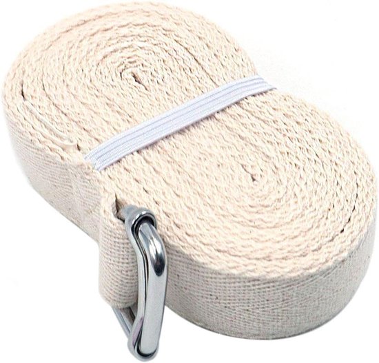 8FT / 244cm Yoga Strap voor Stretching - Yoga Belt - Yoga Stretch Strap met Verstelbare D-Ring Gesp - Beige van Merkloos