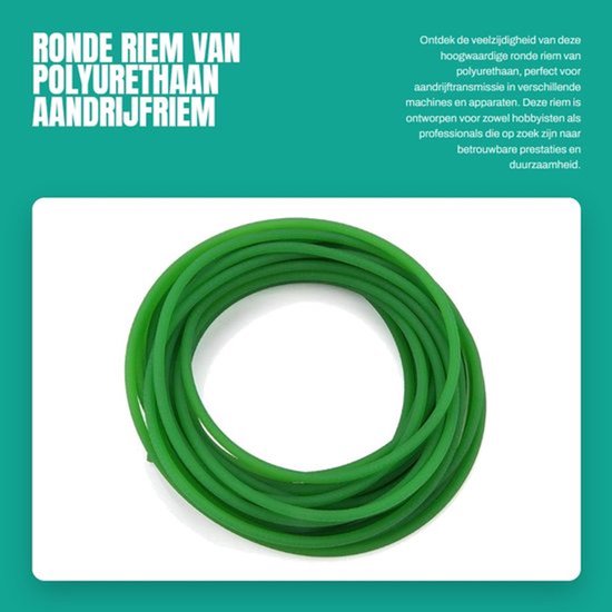 Aandrijfriem Hoogwaardige PU - Ronde Riem - Treksterkte - Eenvoudig te Installeren - Vervangt Rubberproducten - 5mm x 10m - Transmissieriem