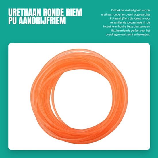 Aandrijfriem PU - Ronde Polyurethaan Riempje - 6 mm x 10 m - Transmissieriem - Geschikt voor Meerdere Toepassingen - Comfortabel in Gebruik