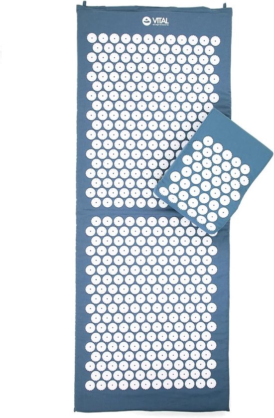 Accupunctuur Mat - Acupressure Mat Set XL - Blauw - Massage Mat & Kussen - Inclusief Opbergtas - Voor Ontspanning en Pijnverlichting