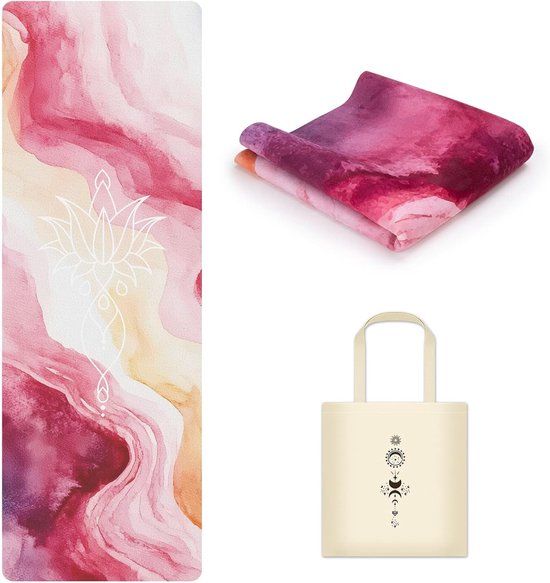 ACEP scheurbestendige antislip Yogamat - 183 x 61 CM - 1.5MM dik - Yoga - Suede - INCL Draagtas - Yogamat - Meditatie - Rose - Pilates van Merkloos