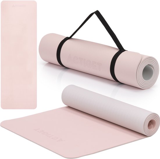 Actiget® Yogamat - Extra Dik - Inclusief Draagriem - 183 x 61 CM - Roze - TPE van Actiget
