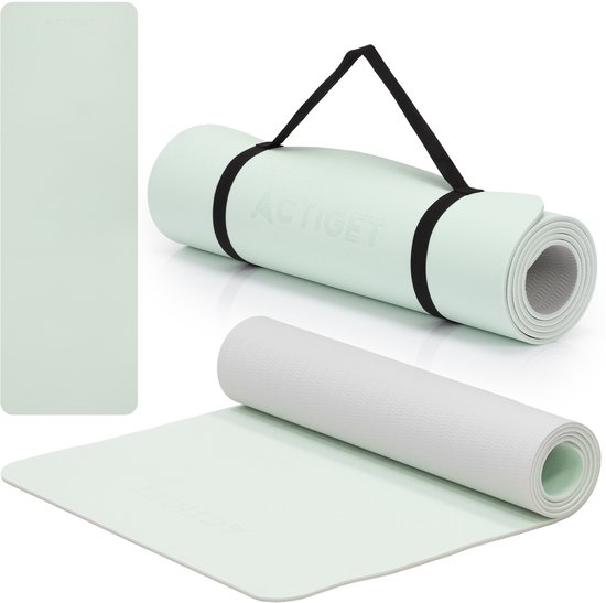 Actiget® Yogamat - Extra Dik - Inclusief Draagriem - 183 x 61 x 0.6 CM - Mint - TPE van Actiget
