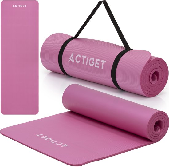 Actiget® Yogamat - Extra Dik - Inclusief Draagriem - 183 x 61 x 1 CM - Roze van Actiget