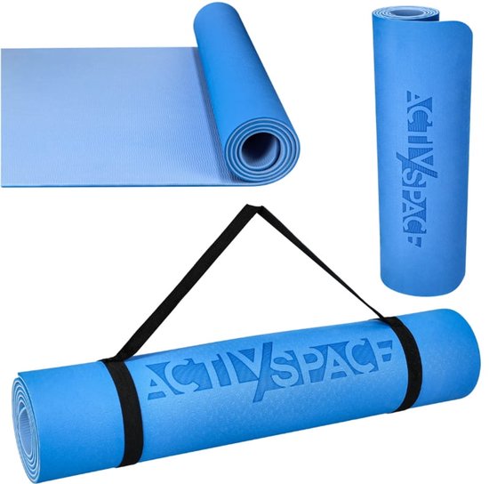 ACTIV SPACE - Serie - Yogamat - TPE - Blauw - 183x61 cm