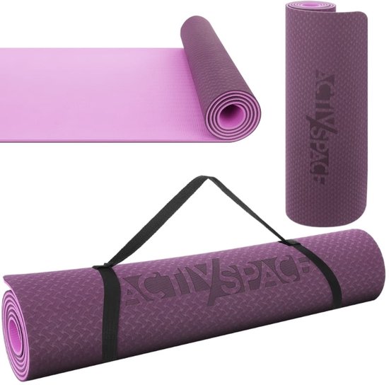 ACTIV SPACE - TPE Yogamat - 183x61 CM - 6 MM - Roze/Violet van Merkloos