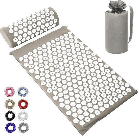 Acupressuurmat en kussenset/acupunctuurmat Spike yogamat voor massage Wellness Ontspanning en spanning Ontspanning Spieren Ontspanning na sportherstel - met draagtas