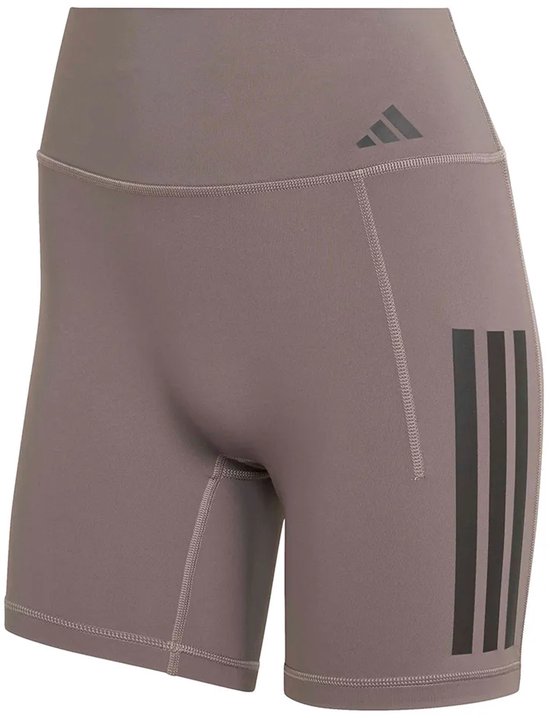 Adidas Optime Workout 3 Stripes 7´´ Korte Leggings Bruin L Vrouw van Adidas