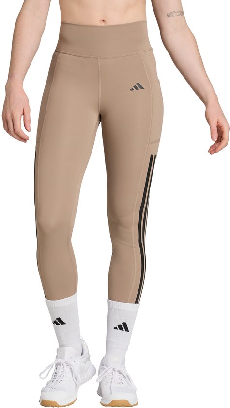 adidas Performance Optime 3-Stripes Full Length Legging - Dames - Bruin- XL van Adidas