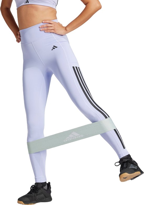 adidas Performance Optime 3-Stripes Lange Legging - Dames - Paars- M van adidas