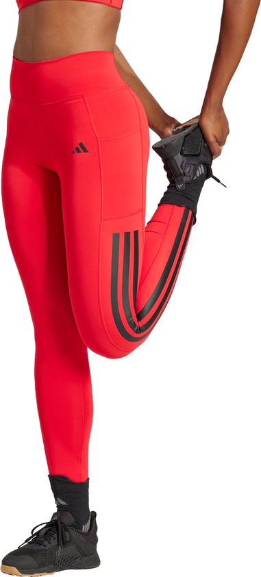 adidas Performance Optime 3-Stripes Lange Legging - Dames - Rood- XS van Merkloos