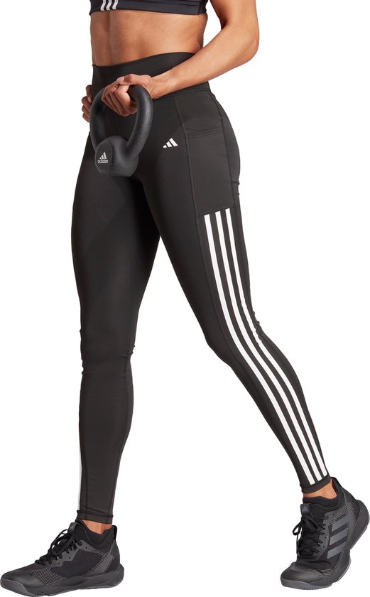 adidas Performance Optime 3-Stripes Lange Legging - Dames - Zwart- 2XS van adidas