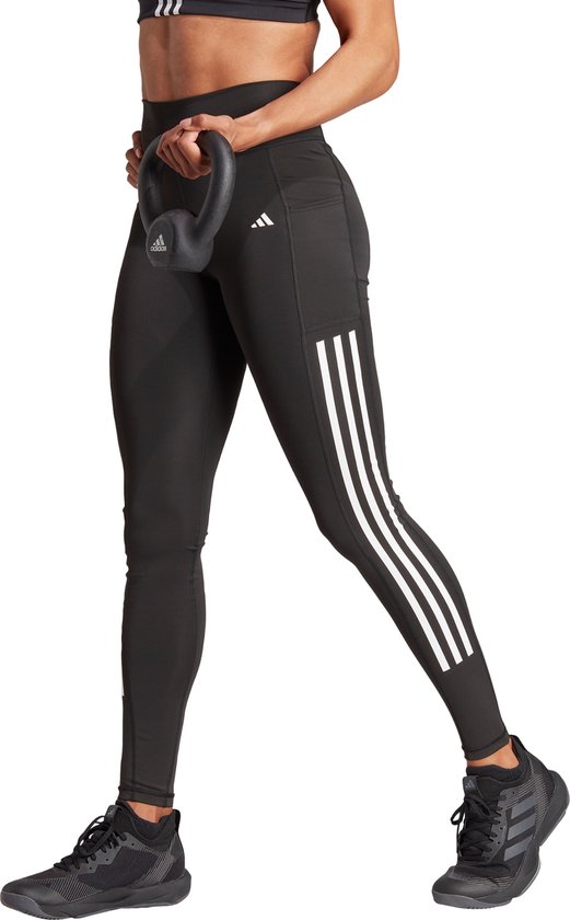 adidas Performance Optime 3-Stripes Lange Legging - Dames - Zwart- XS van Adidas