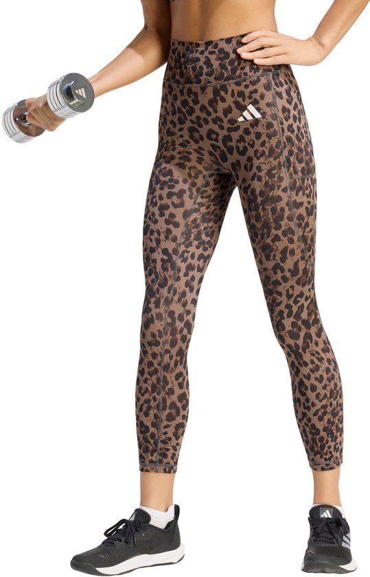 Adidas Performance Optime Essentials 3-Stripes Leopard 7/8 Legging - Dames - Bruin