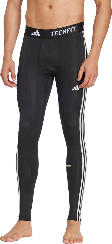 adidas Performance TECHFIT Compression Training 3-Stripes Lange Legging - Heren - Zwart- S van Adidas