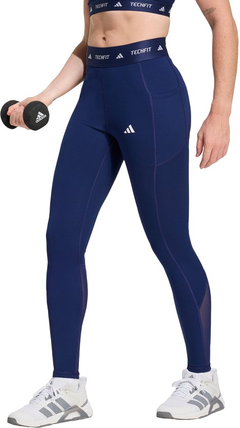 adidas Performance TECHFIT Stash Pocket Full-Length Legging - Dames - Blauw van Merkloos