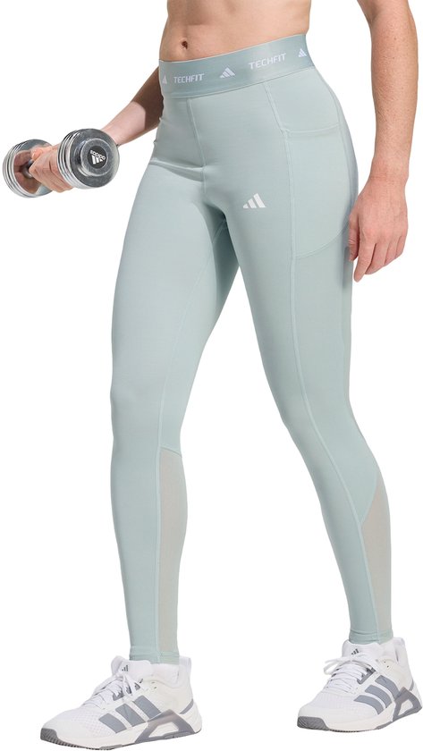 adidas Performance TECHFIT Stash Pocket Full-Length Legging - Dames - Groen van Merkloos