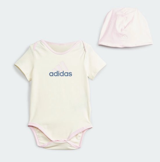 Adidas | Rompertje met mutsje | Roze - Ivoor | giftset | maat 92 van Adidas