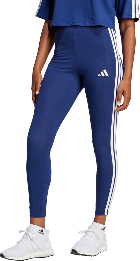 adidas Sportswear Essentials 3-Stripes Katoenen Legging - Dames - Blauw van Merkloos