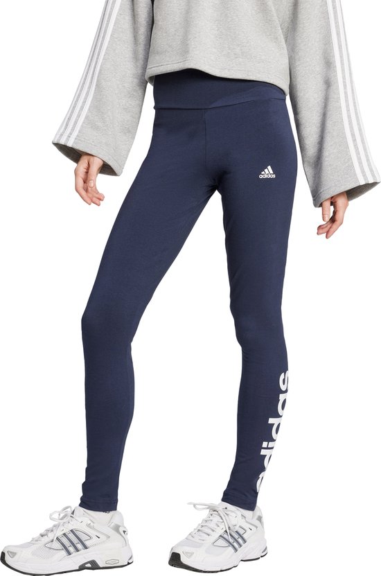 adidas Sportswear ESSENTIALS HIGH-WAISTED LOGO LEGGING - Dames - Blauw- XS van Adidas