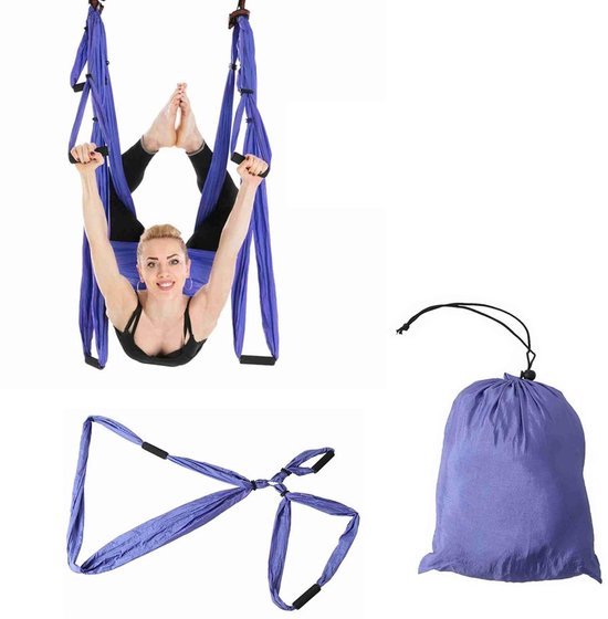 Aerial Yoga Hangmat - Huidvriendelijk - Schuimhandvat - Verstelbaar - Geschikt voor Thuispraktijk - Uitstekend Vakmanschap - Yogahangmat