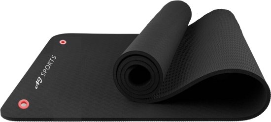 AJ-Sports Fitness Mat Extra dik - 1.5 cm dik - Yoga Mat - Sport mat - Trainingsmat - Fitnessmat - Zwart - Yoga - Pilates - Fitness - TPE Materiaal - 180 x 60 x 1,5 cm van Merkloos