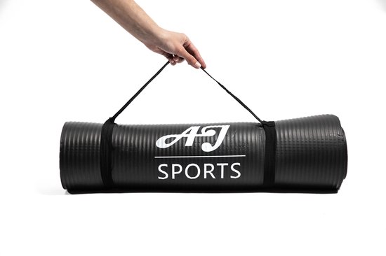 AJ-Sports Yoga mat - Yogamat - Fitness mat NBR - Sport mat - Trainingsmat - Anti slip - Inclusief draagtas - Fitnessmat - Zwart - Yoga - Pilates - Fitness - 183 x 61 x 1 cm van AJ-Sports