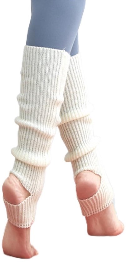aladdien - Dames Yoga Sokken - Gebreide Lange Legwarmers - Wit - Fitness - Dans - Ideaal voor Sport en Ontspanning - Perfect voor Thuis en Studio